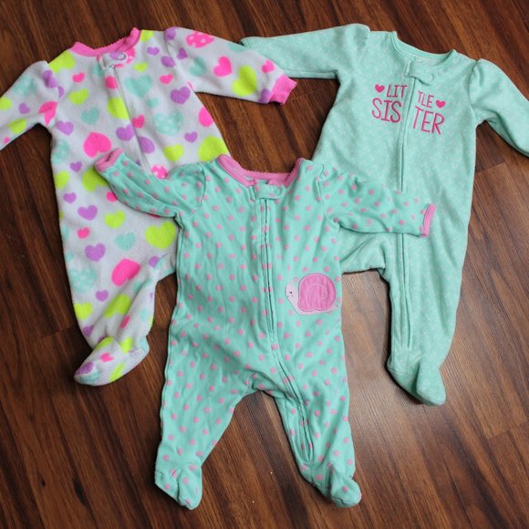 Footed Jammies 0-3 Month - Picture 1 of 2